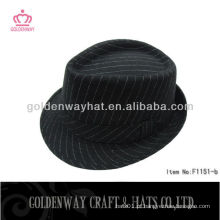 100% Polyester Strip chapéu de fedora preto